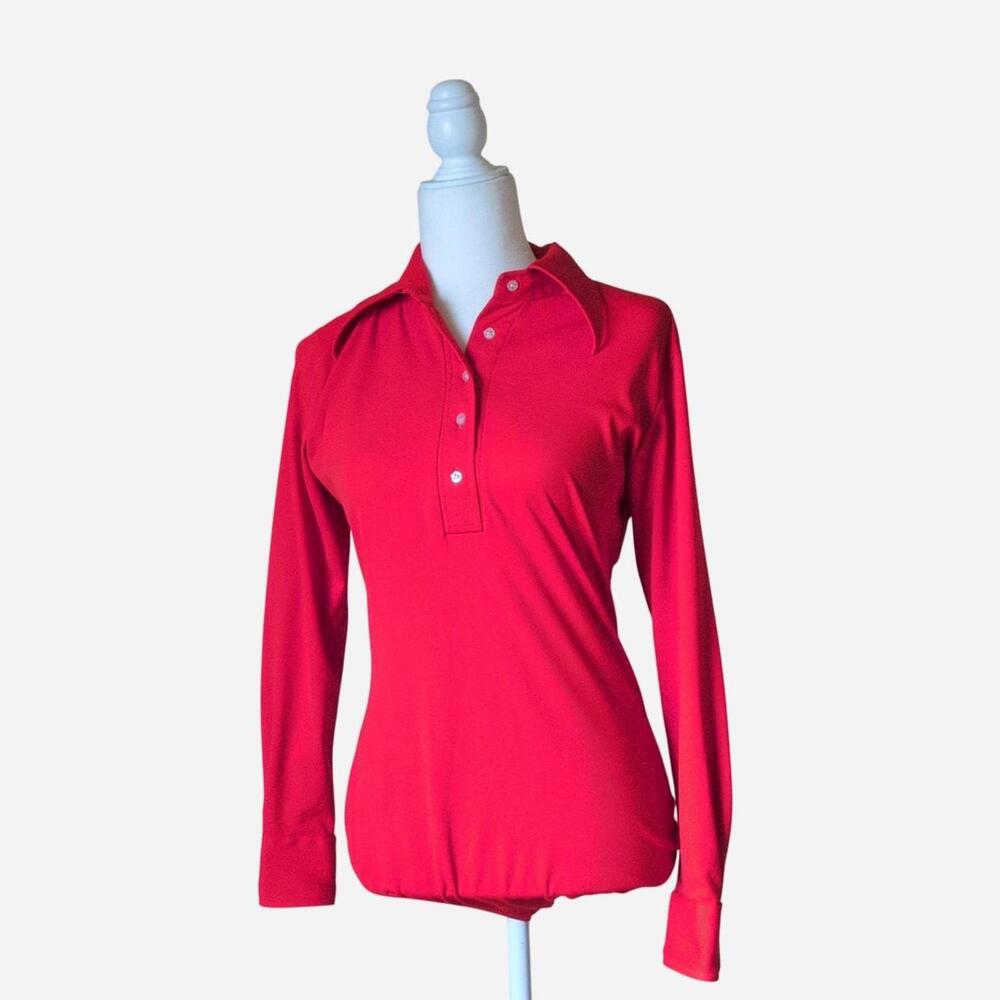 1970s Vintage Sears Red Bodysuit with Dagger Collar